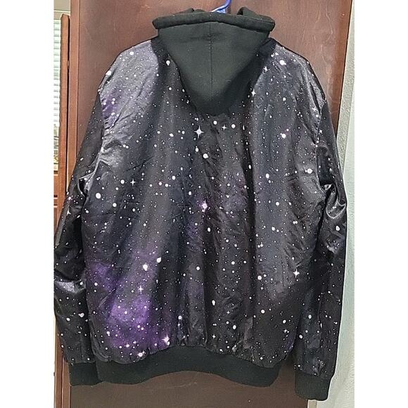 LA LAKERS GALAXY NBA SPACE HOODIE JACKET Xl Puffer Authentic SHINE BLACK ' - Picture 3 of 12